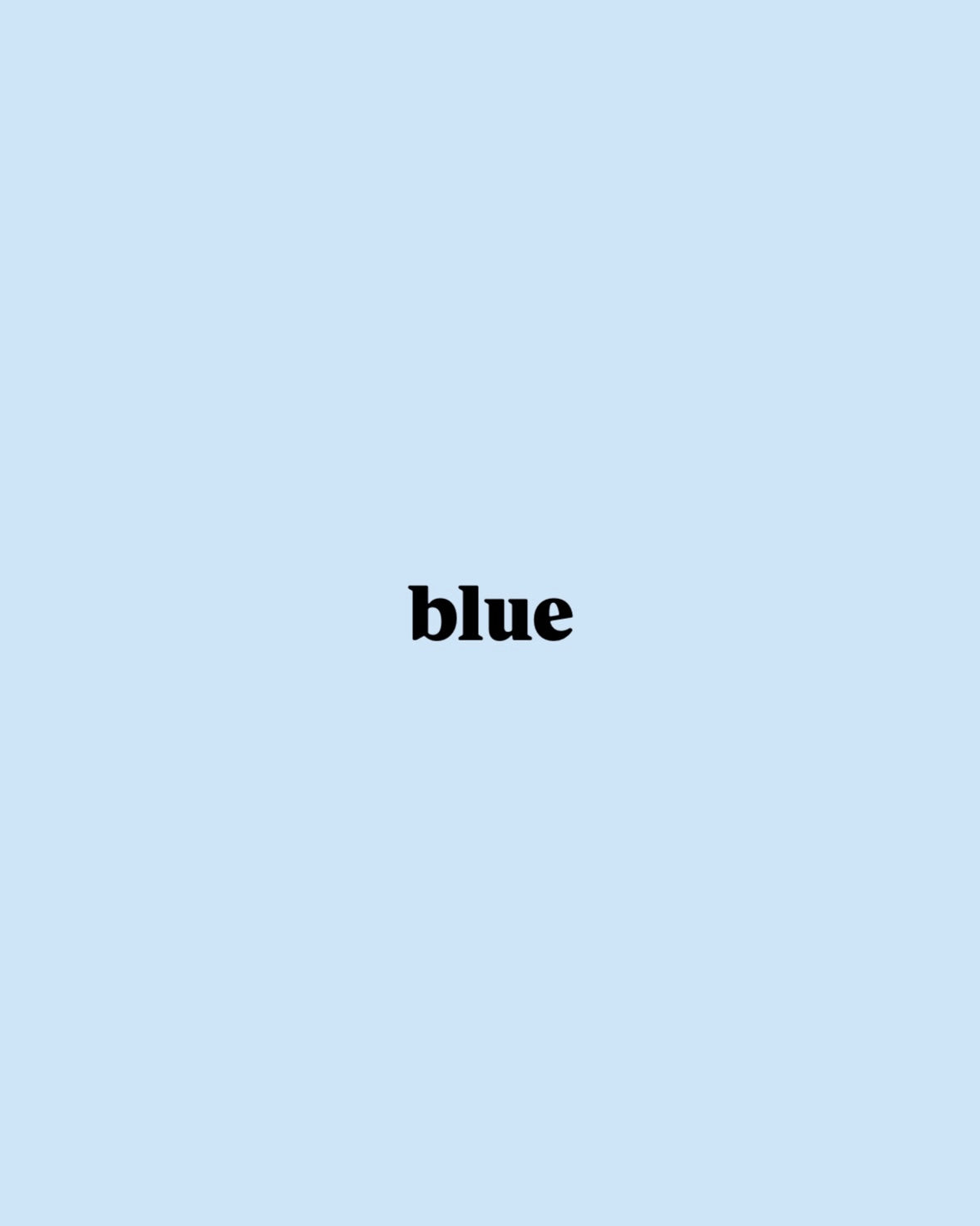 Solid light blue colour swatch with the word 'blue' in black text.